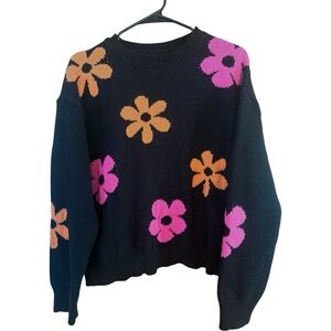 Floral Black Sweater